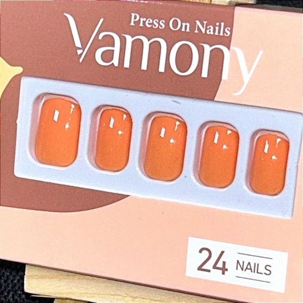 Terracotta Press On Nails Short‎ Square Glossy Fall Nails Autumn Aesthetic 24pcs